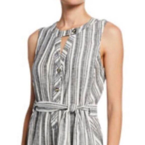 Laundry by Shelli Segal Linen Striped Sleeveless Jumpsuit NWT Size 0 - Picture 4 of 12